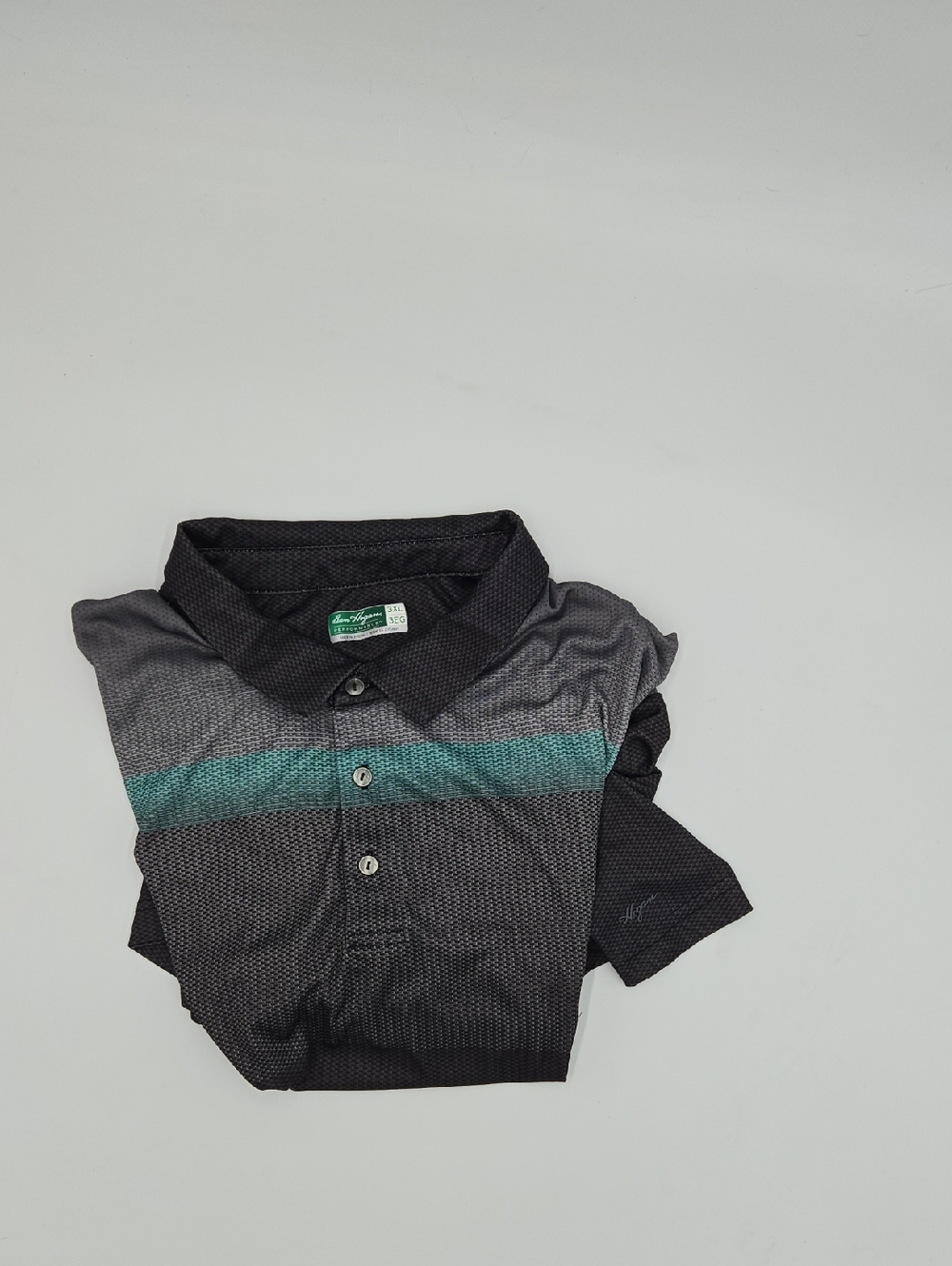 Hogan Black Golf Polo with Teal Chest Band